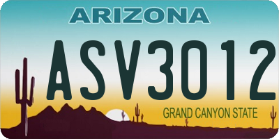 AZ license plate ASV3012