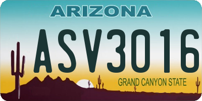 AZ license plate ASV3016