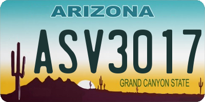 AZ license plate ASV3017