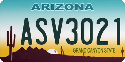 AZ license plate ASV3021