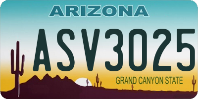 AZ license plate ASV3025