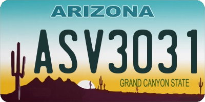 AZ license plate ASV3031