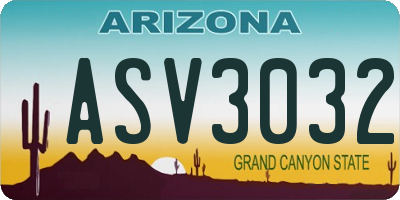 AZ license plate ASV3032