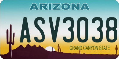 AZ license plate ASV3038