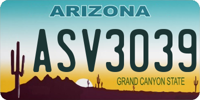 AZ license plate ASV3039