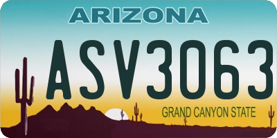 AZ license plate ASV3063