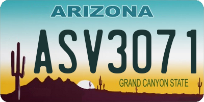 AZ license plate ASV3071
