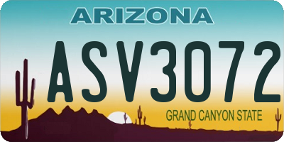 AZ license plate ASV3072