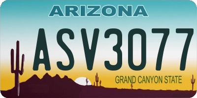 AZ license plate ASV3077