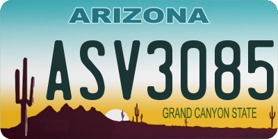 AZ license plate ASV3085