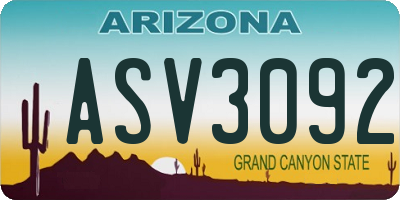 AZ license plate ASV3092