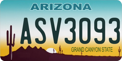 AZ license plate ASV3093