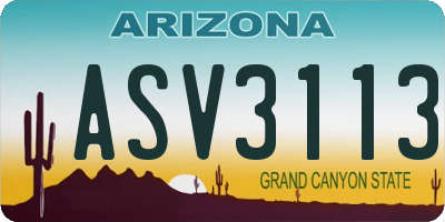 AZ license plate ASV3113