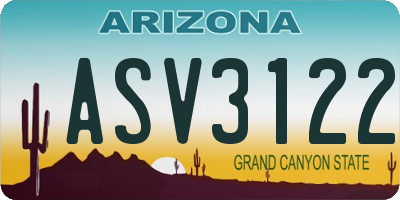 AZ license plate ASV3122