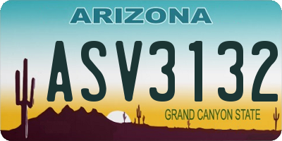 AZ license plate ASV3132