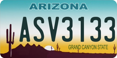 AZ license plate ASV3133