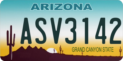 AZ license plate ASV3142