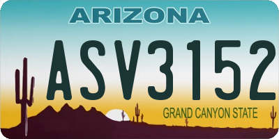 AZ license plate ASV3152
