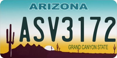 AZ license plate ASV3172