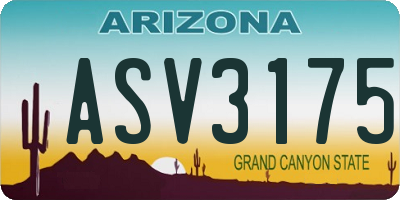 AZ license plate ASV3175