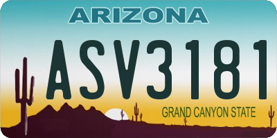 AZ license plate ASV3181