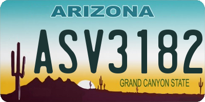AZ license plate ASV3182