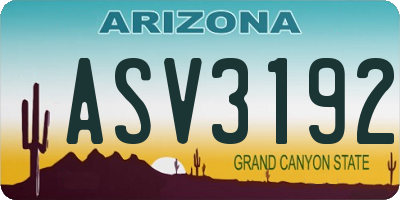 AZ license plate ASV3192