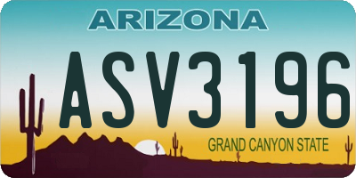 AZ license plate ASV3196