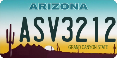 AZ license plate ASV3212