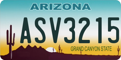 AZ license plate ASV3215