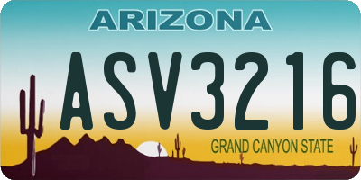 AZ license plate ASV3216