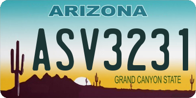 AZ license plate ASV3231