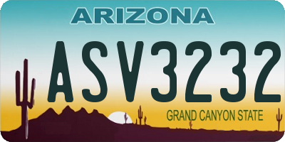 AZ license plate ASV3232