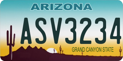AZ license plate ASV3234
