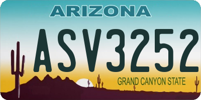 AZ license plate ASV3252