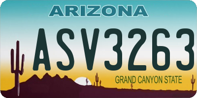 AZ license plate ASV3263