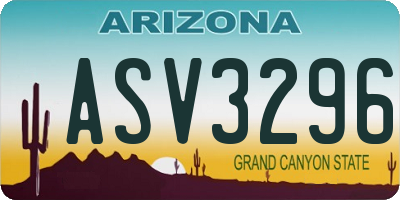 AZ license plate ASV3296