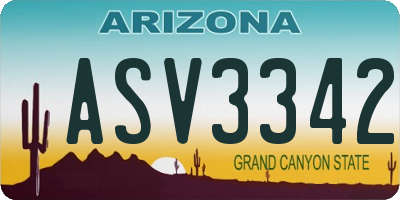 AZ license plate ASV3342
