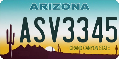 AZ license plate ASV3345