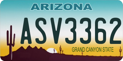 AZ license plate ASV3362