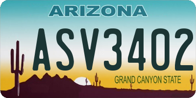 AZ license plate ASV3402