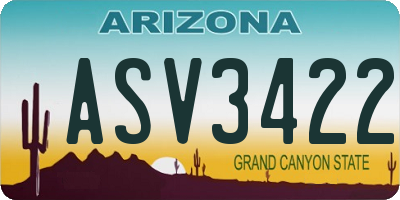 AZ license plate ASV3422