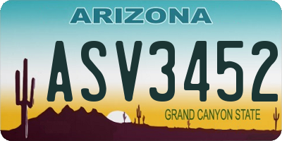 AZ license plate ASV3452