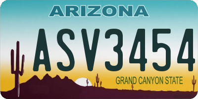AZ license plate ASV3454