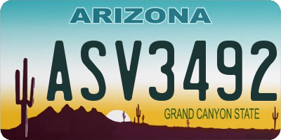 AZ license plate ASV3492