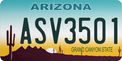 AZ license plate ASV3501