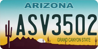 AZ license plate ASV3502