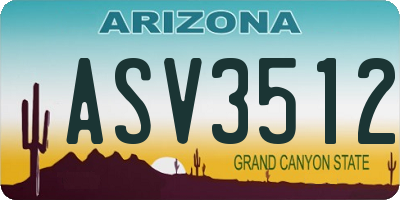 AZ license plate ASV3512