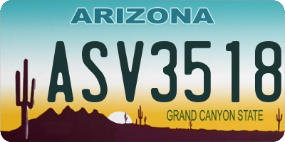 AZ license plate ASV3518