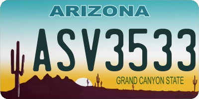 AZ license plate ASV3533